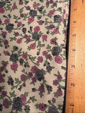 Vintage Cranston Floral Cotton Fabric Panel in Mauve and Slate